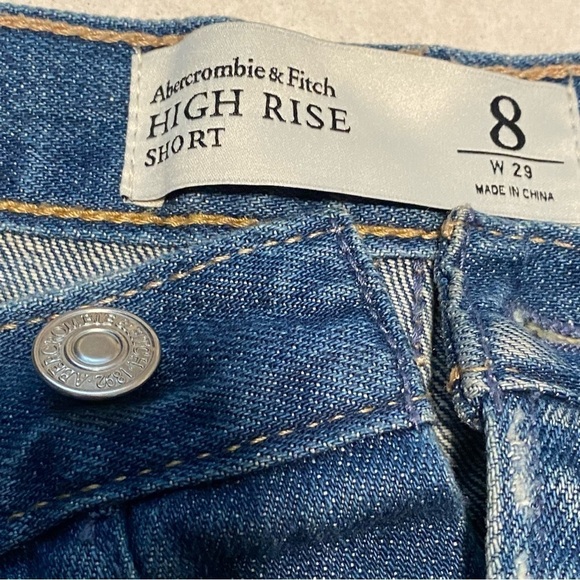 Abercrombie & Fitch denim distressed high rise shorts floral embroidery size 8 - Picture 4 of 13